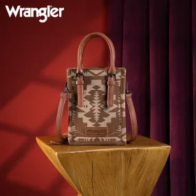 WG2212-8122  Wrangler Southwestern  Print North South Minil Canvas Tote/Crossbody -  Brown